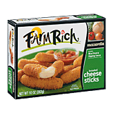 Farm Rich  breaded snack size mozzarella sticks, marinara dipping sauce included Left Picture